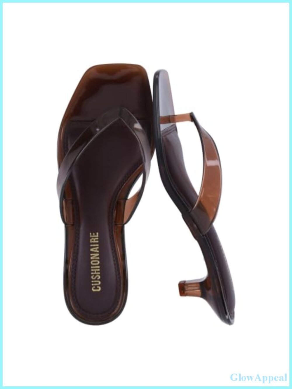 Glossy Jelly Thong Kitten Heel Sandals